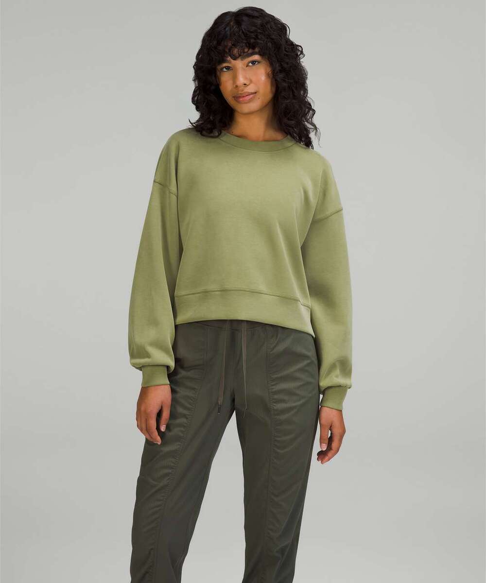 lululemon Perfectly Oversized Cropped Crew Softstreme Bronze Green 2